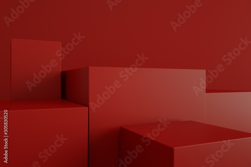 3D rendering of the red geometric background can be used for commercial advertising