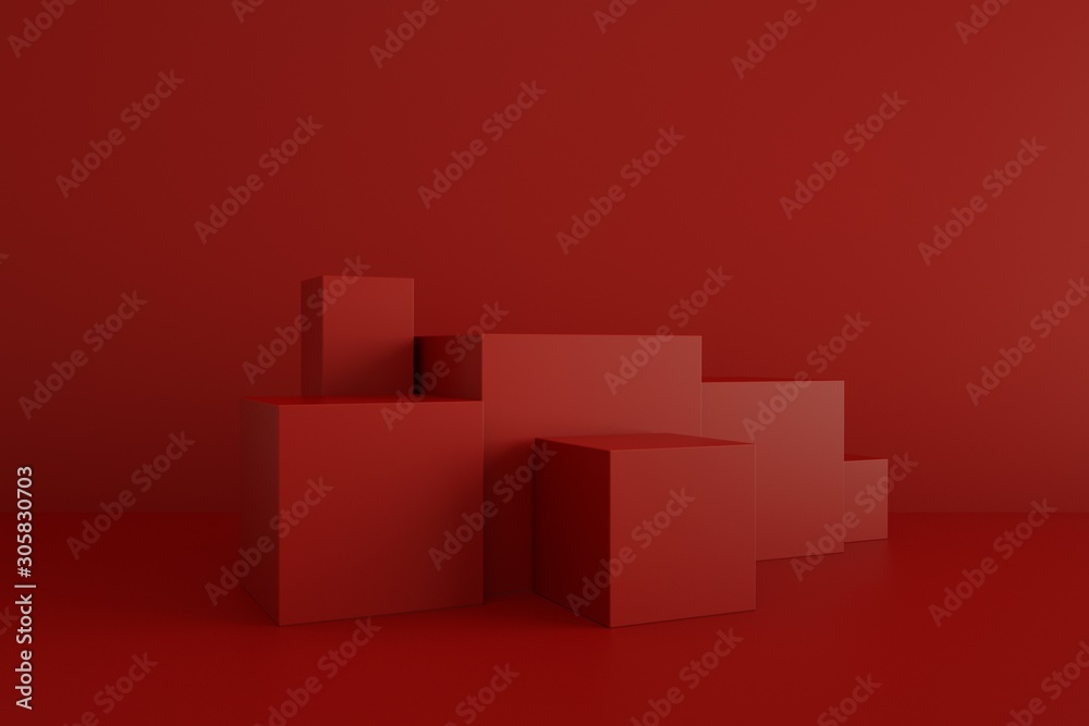 3D rendering of the red geometric background can be used for commercial advertising 3D rendering of the red geometric background can be used for commercial advertising