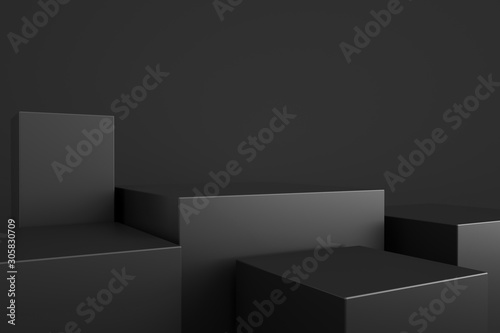 3D rendering of a dark geometric background for commercial advertising