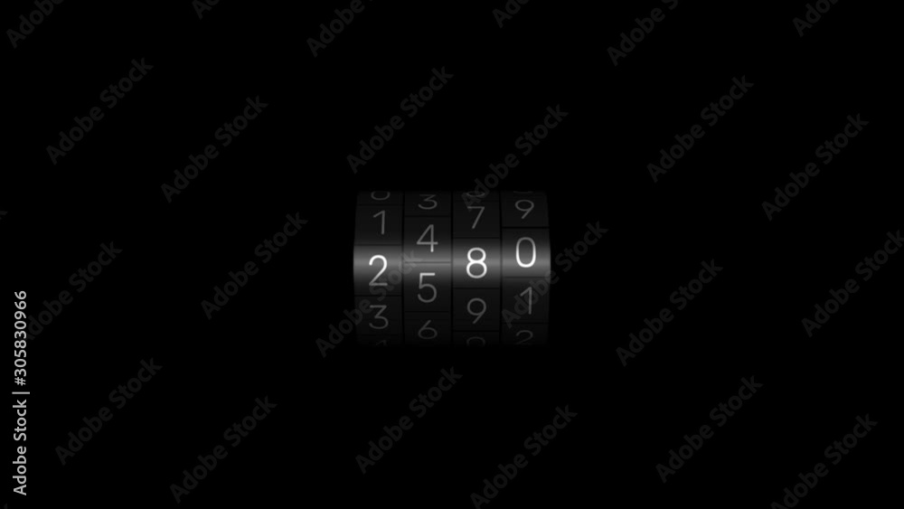 Happy New Year 2020 signboard design with white numbers of the counter on black background, new year concept design