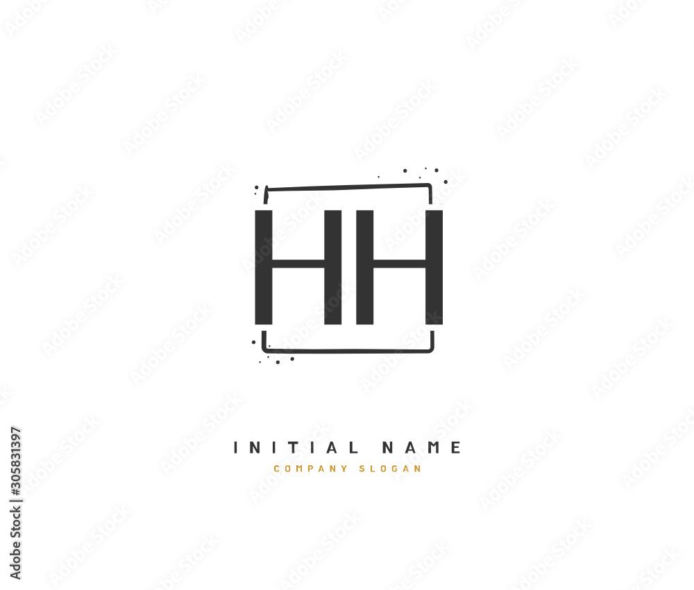 H HH Beauty vector initial logo, handwriting logo of initial signature, wedding, fashion, jewerly, boutique, floral and botanical with creative template for any company or business.