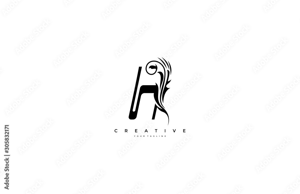 Fototapeta premium Text Initial H Letter Monogram Flourish Shape Ornament Logo