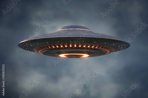 Valokuvatapetti Alien UFO - Unidentified Flying Object - Clipping Path Included