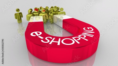 E-Shopping Online Retail Store Magnet Attracts Customers 3d Animation photo