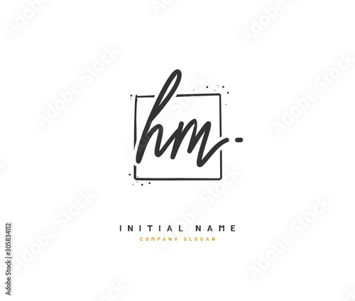 H M HM Beauty vector initial logo, handwriting logo of initial signature, wedding, fashion, jewerly, boutique, floral and botanical with creative template for any company or business.