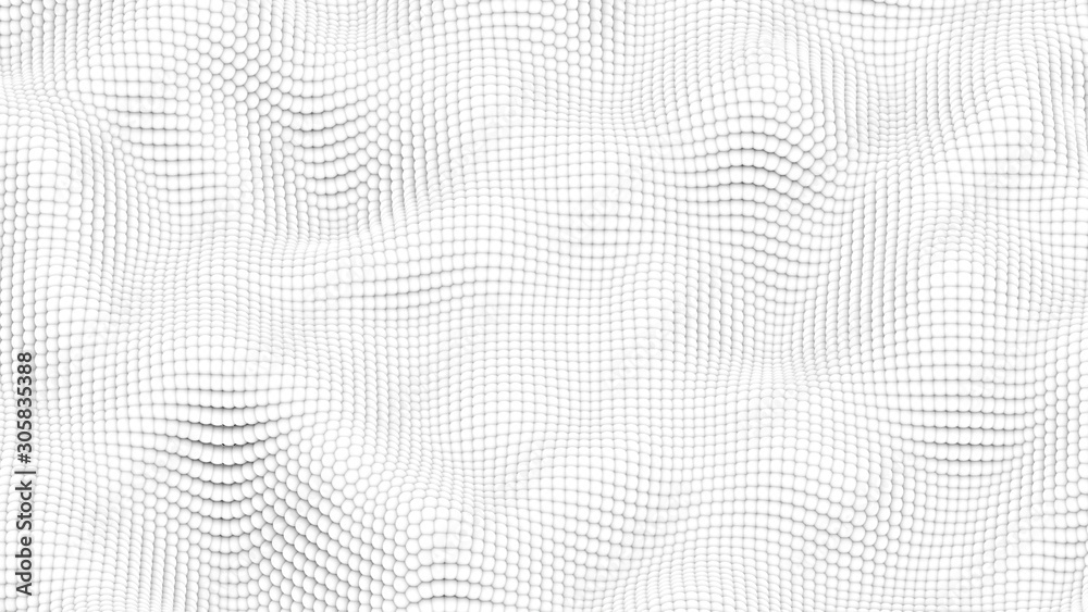 Abstract Morphed Surface Made of White Spheres - 3D Illustration Abstract Morphed Surface Made of White Spheres - 3D Illustration