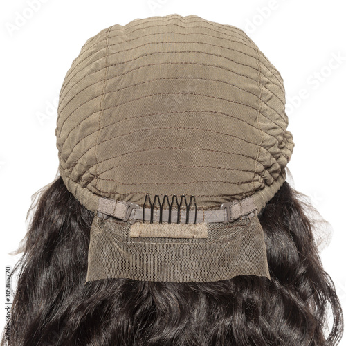Fotografia Middle part wavy black human hair weaves extensions lace bob wigs