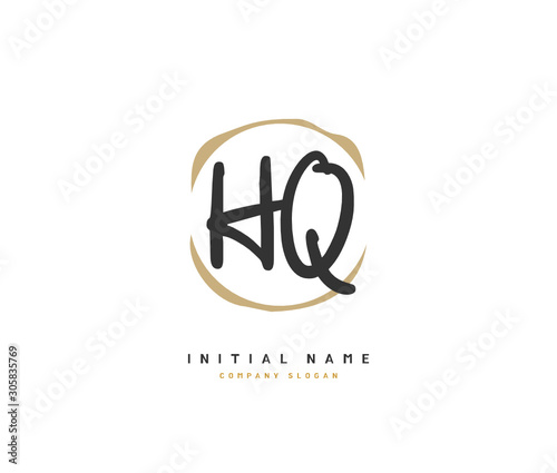 H Q HQ Beauty vector initial logo, handwriting logo of initial signature, wedding, fashion, jewerly, boutique, floral and botanical with creative template for any company or business.