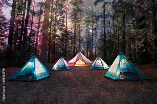 Mystical Camping Under the Night Sky