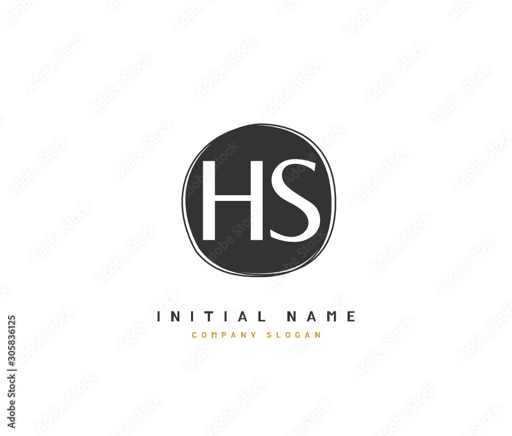 H S HS Beauty vector initial logo, handwriting logo of initial signature, wedding, fashion, jewerly, boutique, floral and botanical with creative template for any company or business.