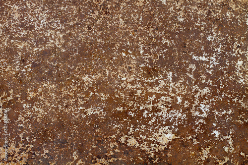 Old sheet of iron covered with rust and corrosion paint. Rust texture. Abstract background.