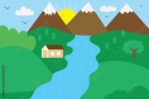 Lush Green Landscape In The Mountains