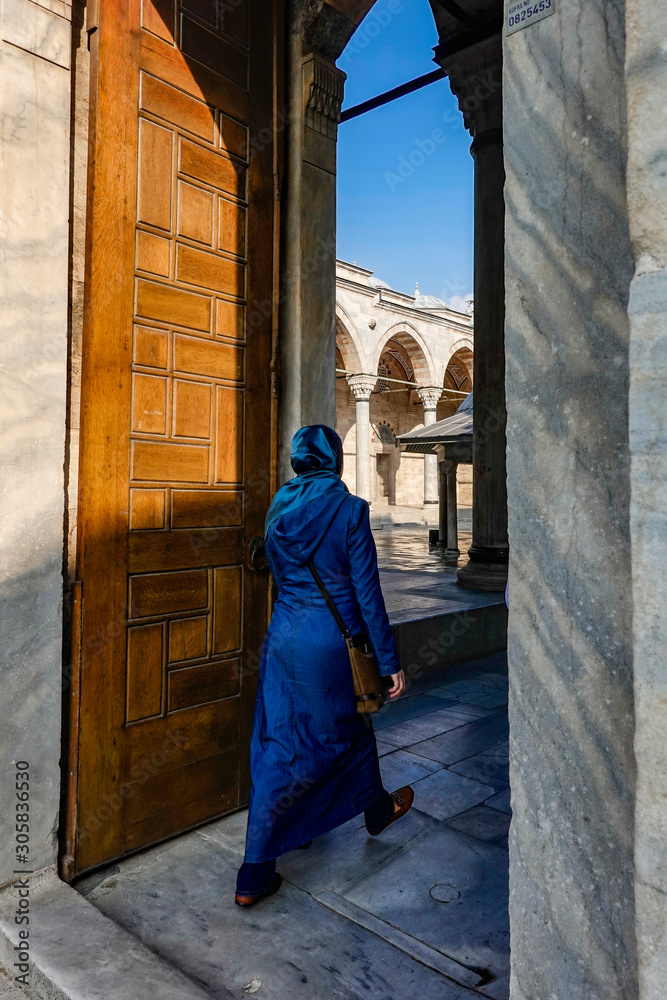 Istanbul, Turkey A woman enters the Yavuz Sultan Selim Mosque in the Balat neighborhood.