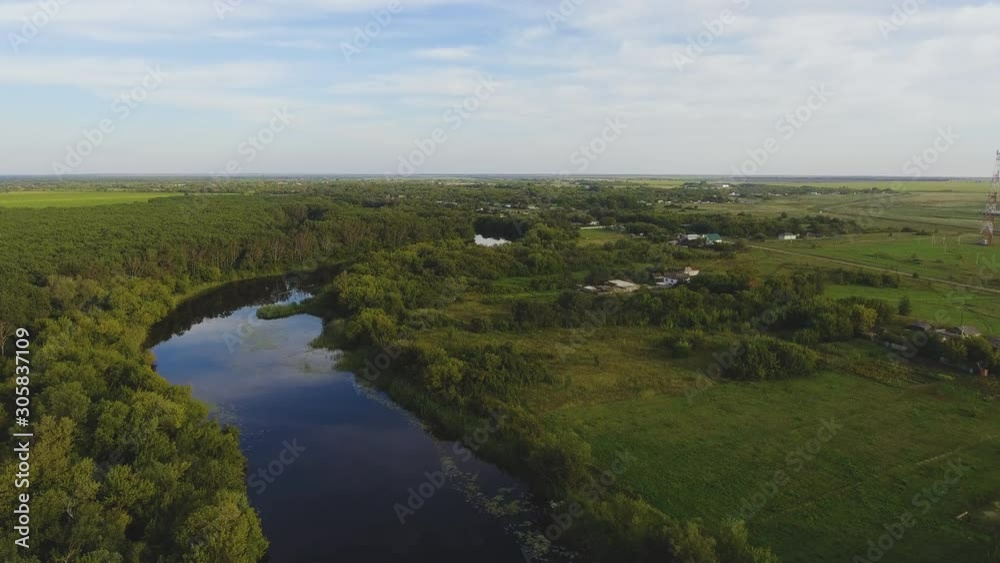 Beautiful landscape with forest and river Beautiful landscape with forest and river