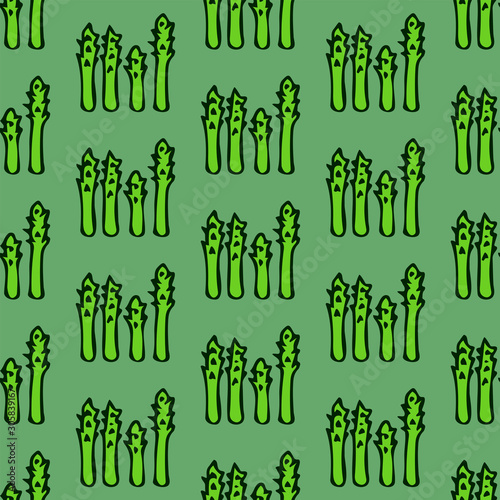 Seamless pattern with asparagus. Hand drawn asparagus. Vector illustration. EPS 10