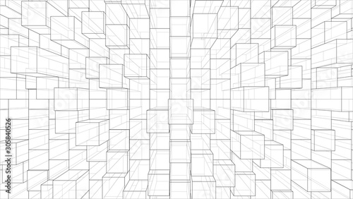 Abstract background of cubes outline. Vector