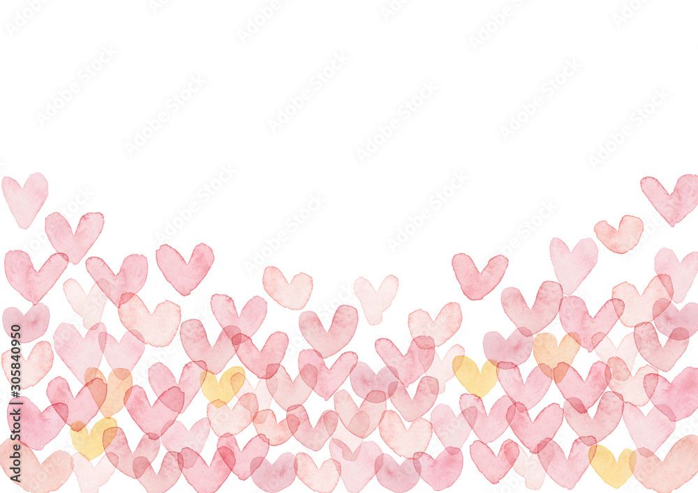 Watercolor illustration heart background.