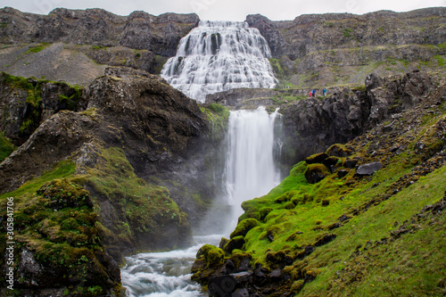 Long exposure of majestic Dynjandi cascade waterfall  Westfjords  Iceland