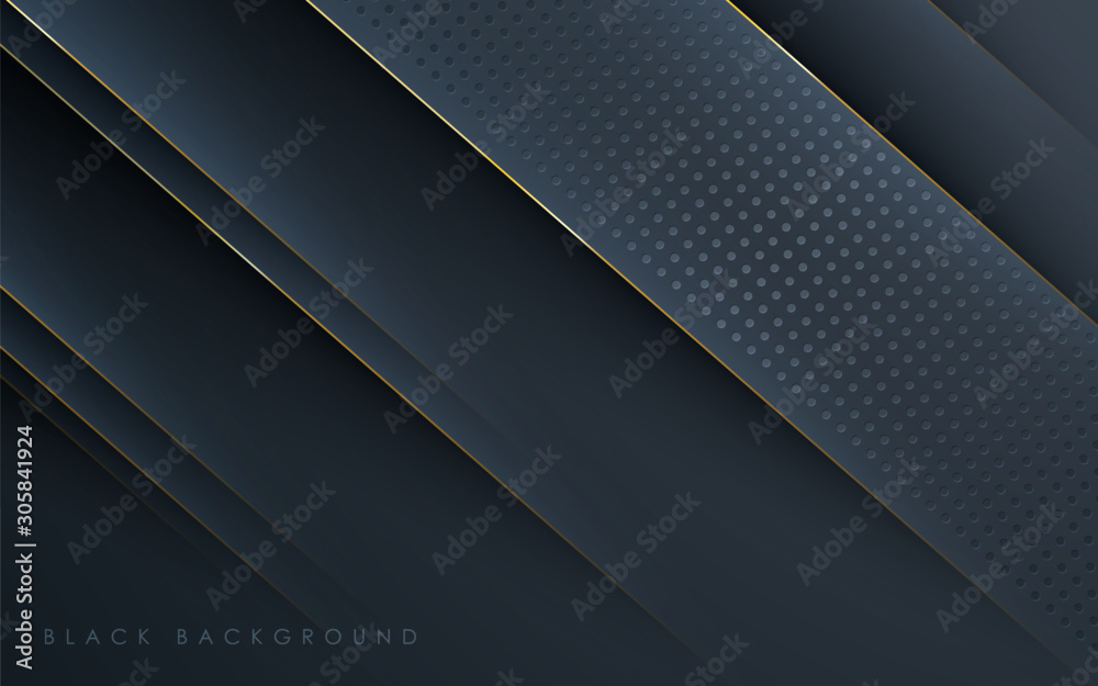 Modern black abstract background concept with gold line decoration Modern black abstract background concept with gold line decoration