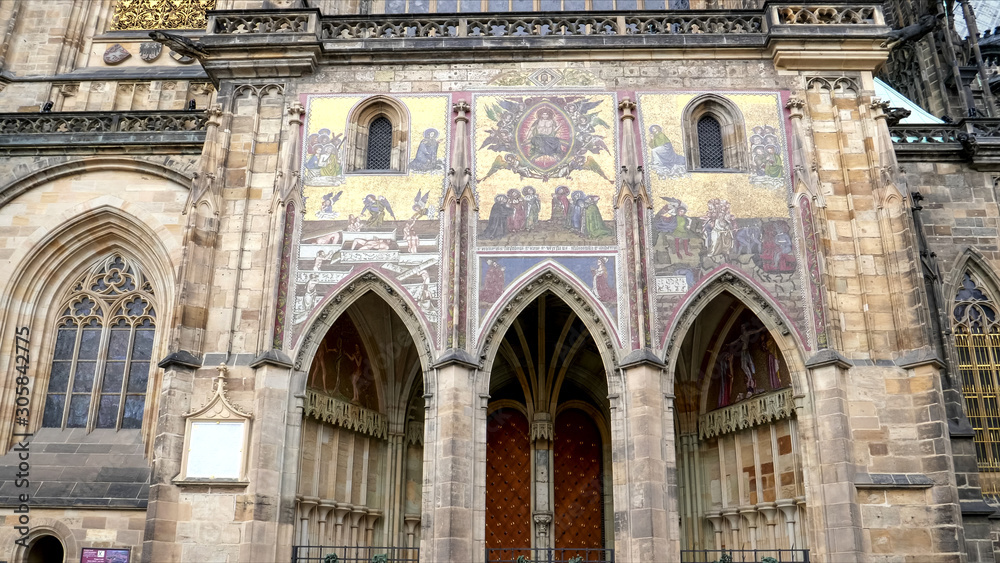 works of art on the exterior of st vitus cathedral in prague