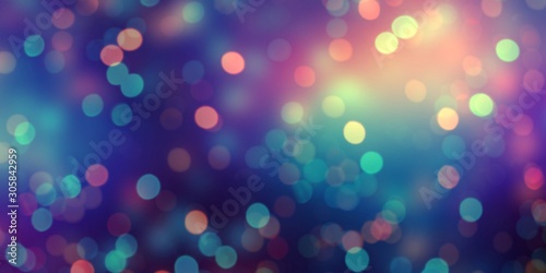 Bokeh purple colored defocus template. Night disco party empty background. Festive blurry pattern. Holiday abstract texture. 