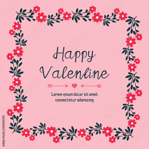 Various card happy valentine day, with unique leaf flower frame ornate. Vector