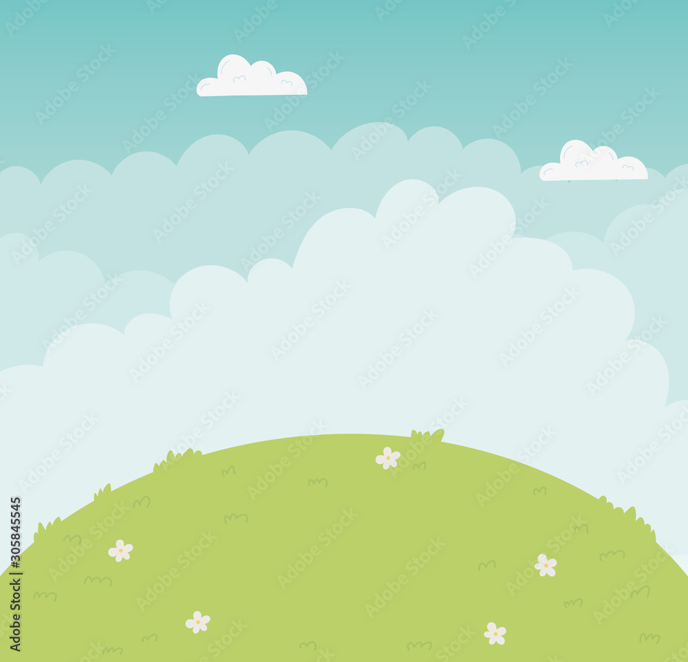Mountain and clouds vector design