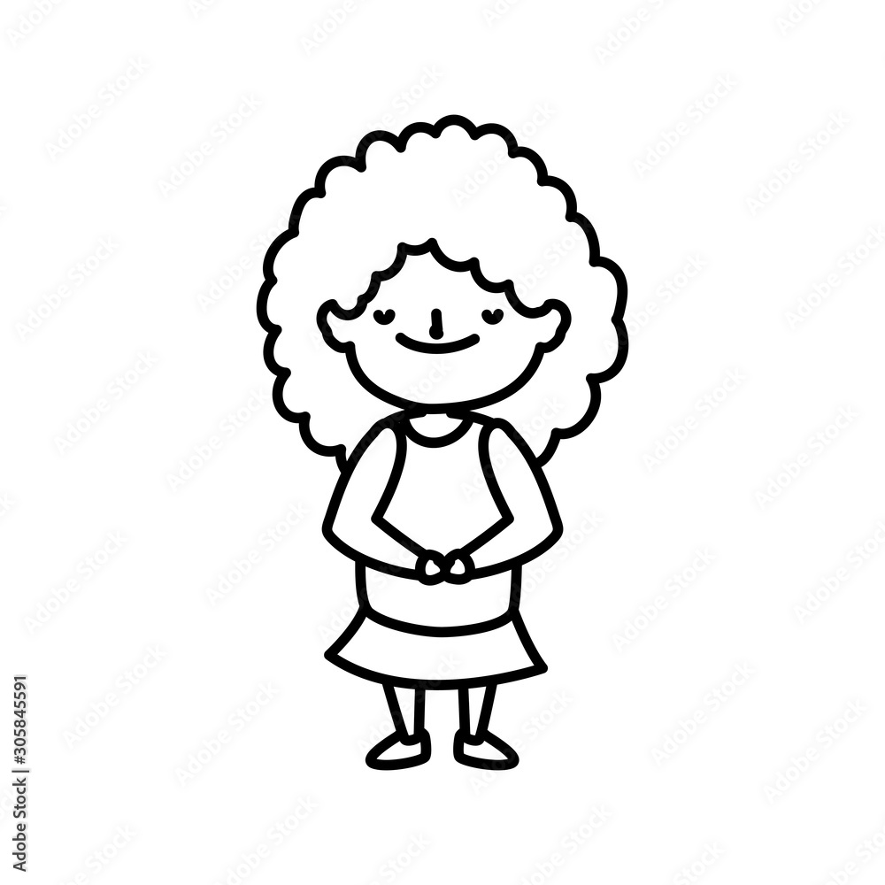 little girl cartoon character thick line little girl cartoon character thick line
