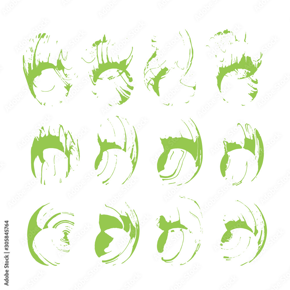 Vector set of round paint brush strokes Vector set of round paint brush strokes