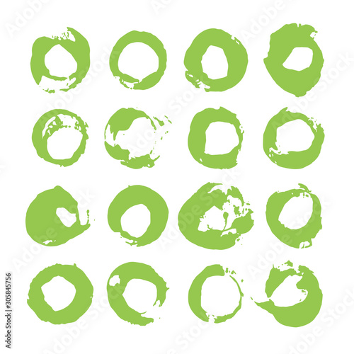 Vector set of round paint brush strokes
