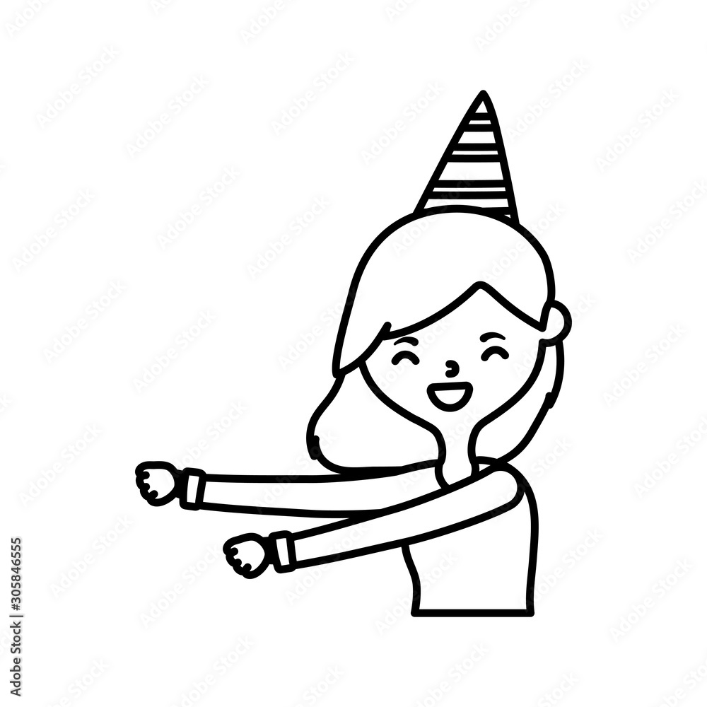Obraz premium Woman with happy birthday hat vector design