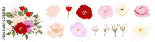 Floral bouquet design vector with rose and flower