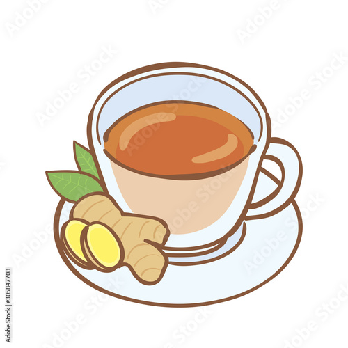 Illustration of hot ginger tea