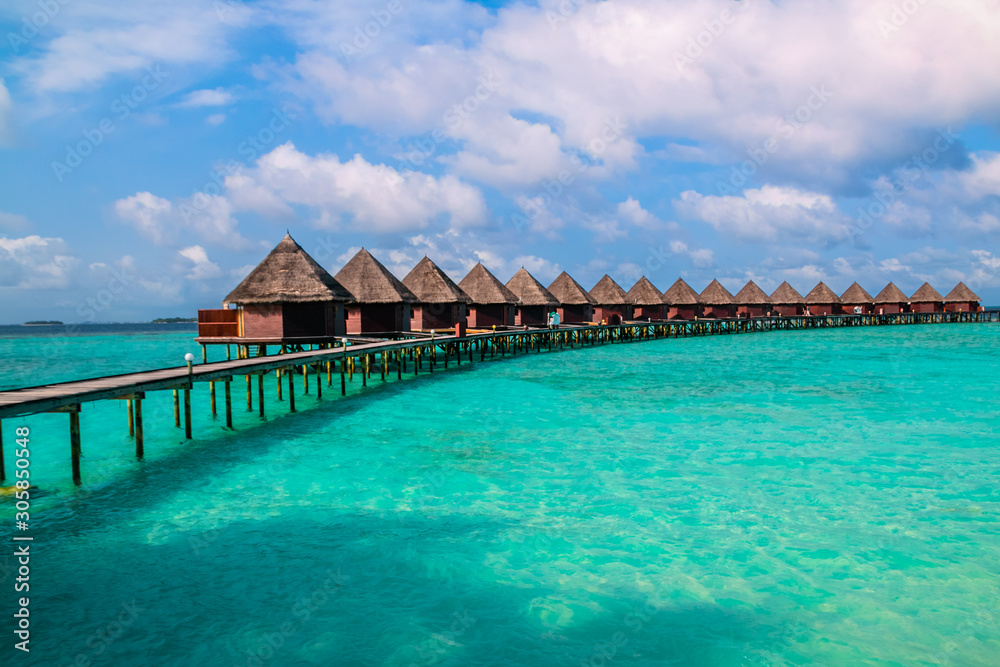 Beautiful tropical Maldives resort hotel and island