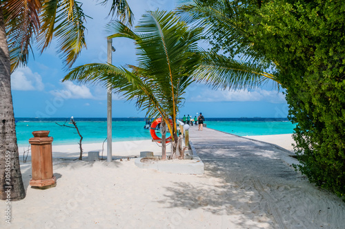 Fototapeta Naklejka Na Ścianę i Meble -  Beautiful tropical Maldives resort hotel and island