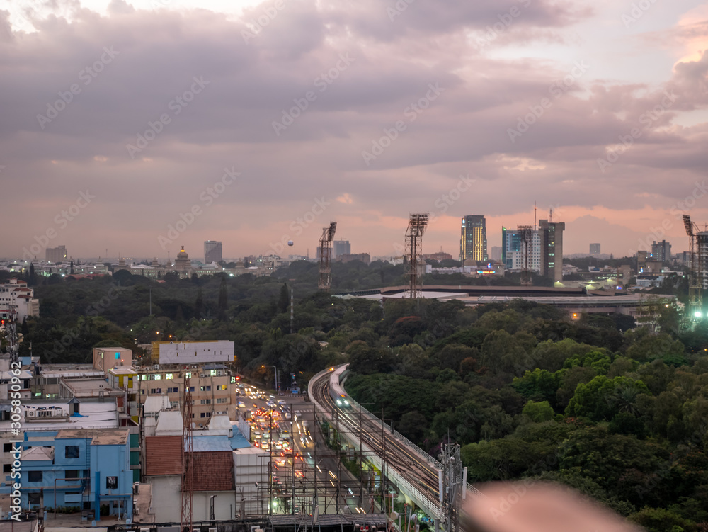 Fototapeta premium View of the Bangalore M Chinnaswamy Stadium At Sunset