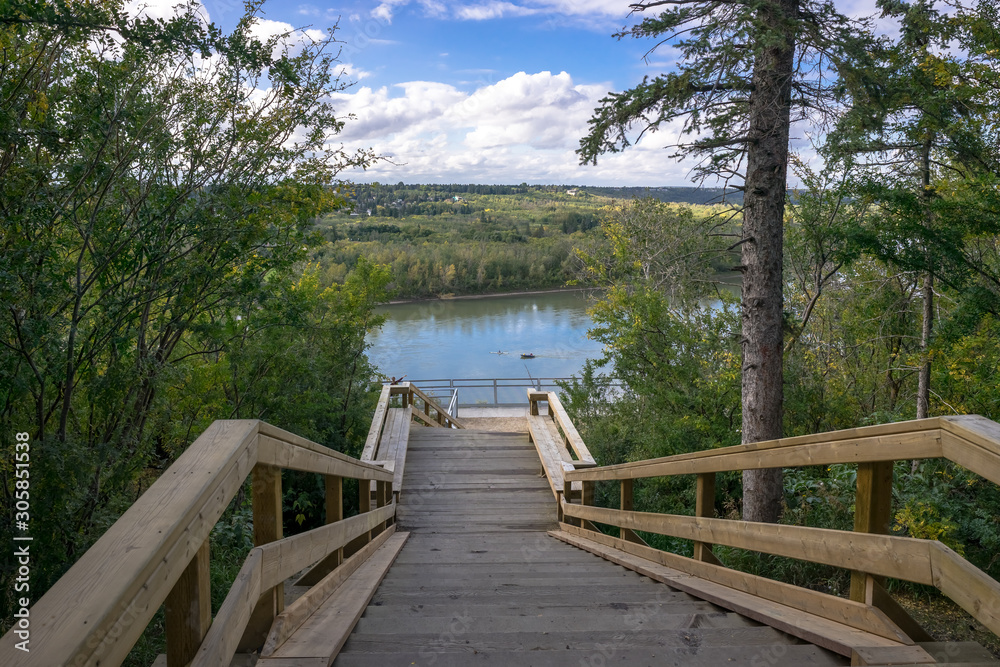 Keillor Point stairscase view to North Saskatchewan river Keillor Point stairscase view to North Saskatchewan river