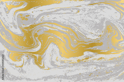 Gray and gold agate ripplle pattern. Pale beautiful marble background.