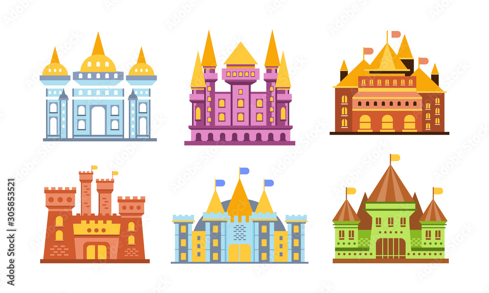 Medieval Castles Vector Set For Design and Web Isolated on White Background