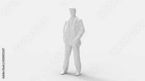 3d rendering of a computer moodel man posing isolated