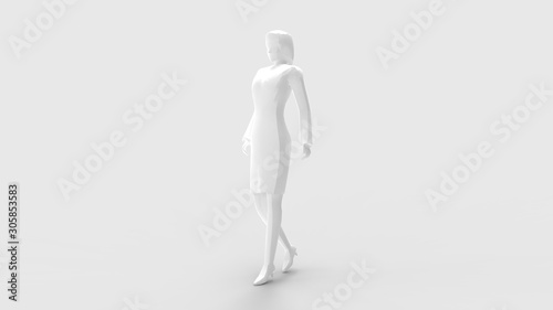 3d rendering of a walking woman isolated in white background