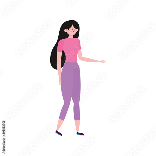 young woman in casual clothes character
