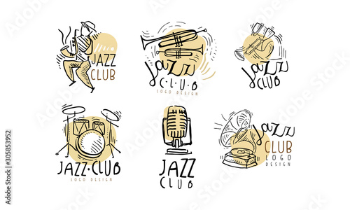 Canvas Print Colorful Logos Vector Set for Jazz Festival or Live Concert