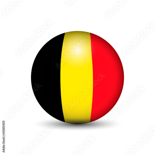 Flag of Belgium in the form of a ball isolated on white background.