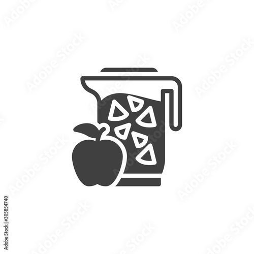 Apple juice pitcher vector icon. filled flat sign for mobile concept and web design. Jug of apple juice glyph icon. Symbol, logo illustration. Vector graphics