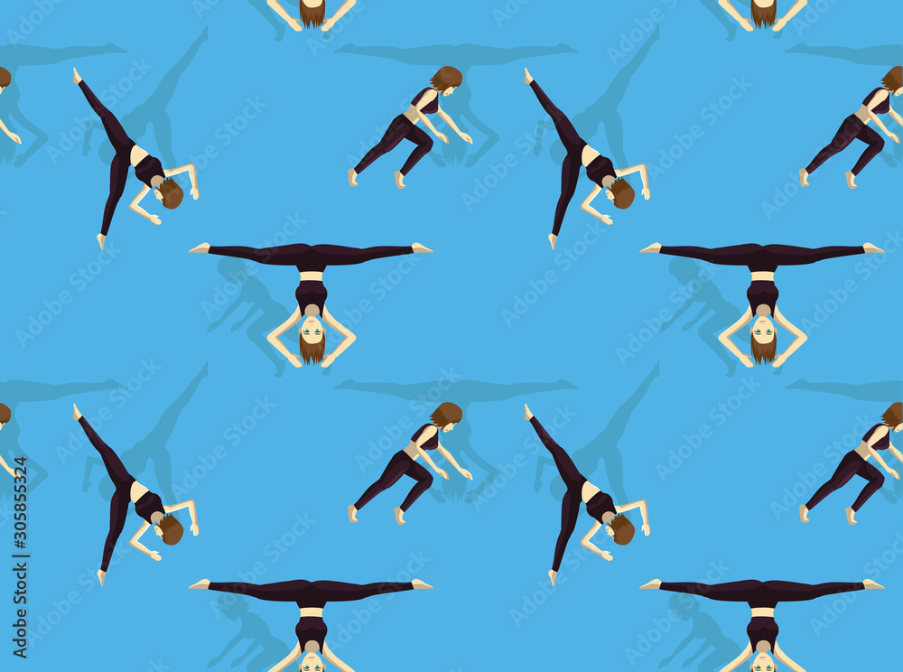 Gymnastic Move Set Aerial Cartwheel Cartoon Seamless Background  Wallpaper-01 Векторный объект Stock | Adobe Stock
