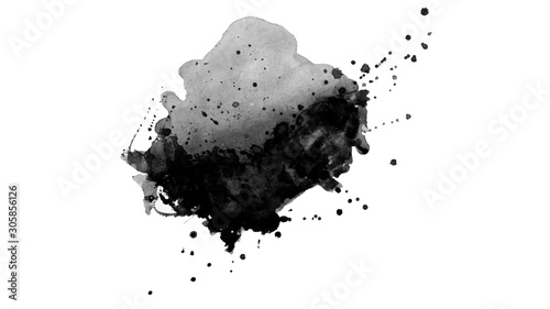 Abstract black ink splatter brush background