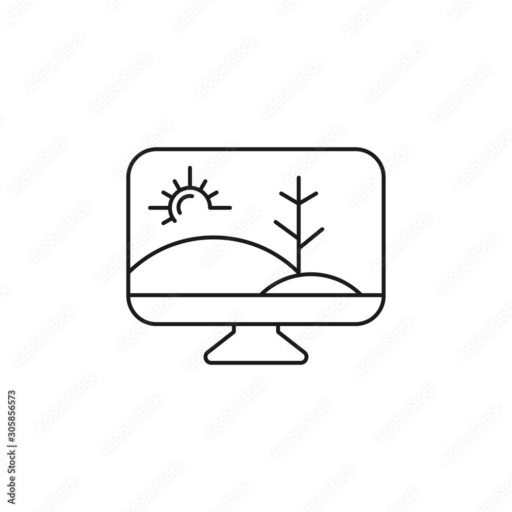 desktop - minimal line web icon. simple vector illustration. concept for infographic, website or app. desktop - minimal line web icon. simple vector illustration. concept for infographic, website or app.