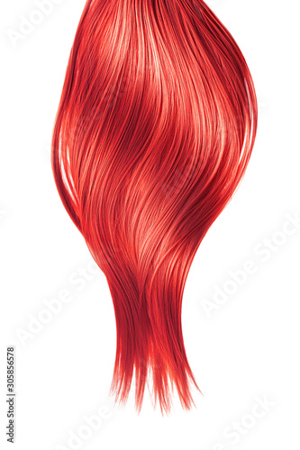 Red shiny hair on white background, isolated