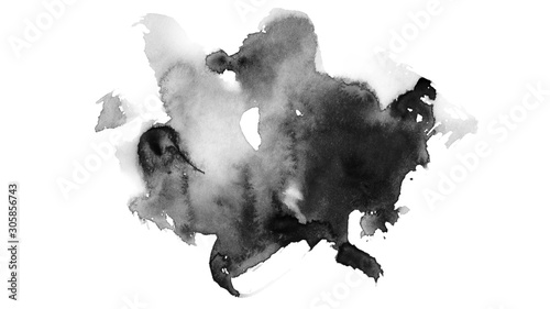 Beautiful black ink blot isolated on white background